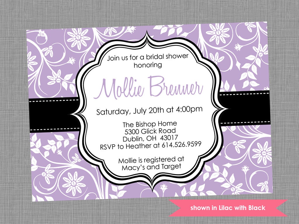 Bridal Shower Invitation - Printable Shower Themed Floral Invite - Colors and Text Customizable Il_570xn