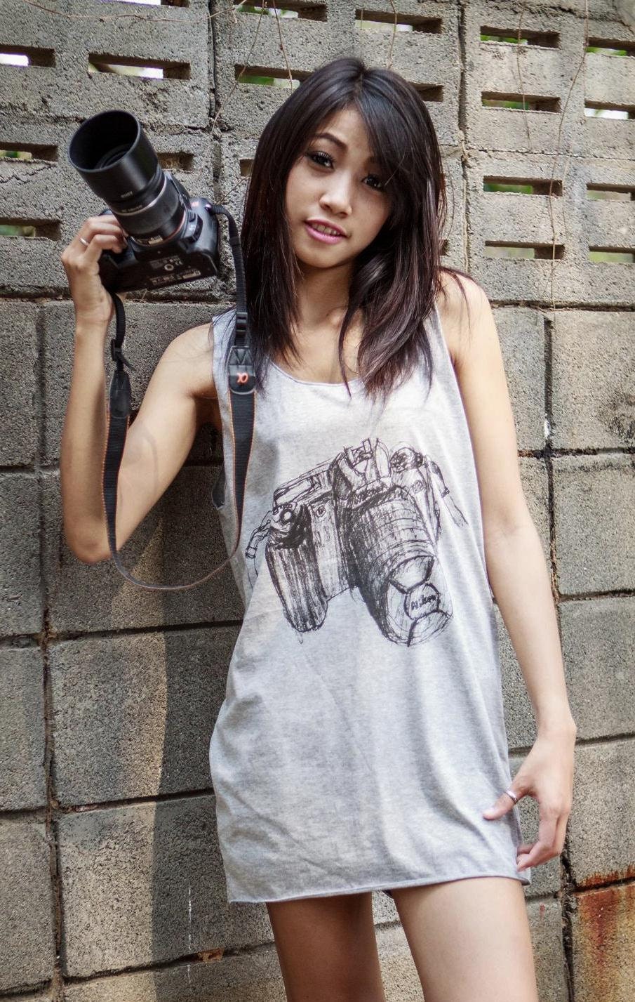 Black Nikon Camera Gray Tank Top - Women T-shirt Tank top Tunic Unisex Shirt Vest Women Sleeveless Singlet T-Shirt Size M L.