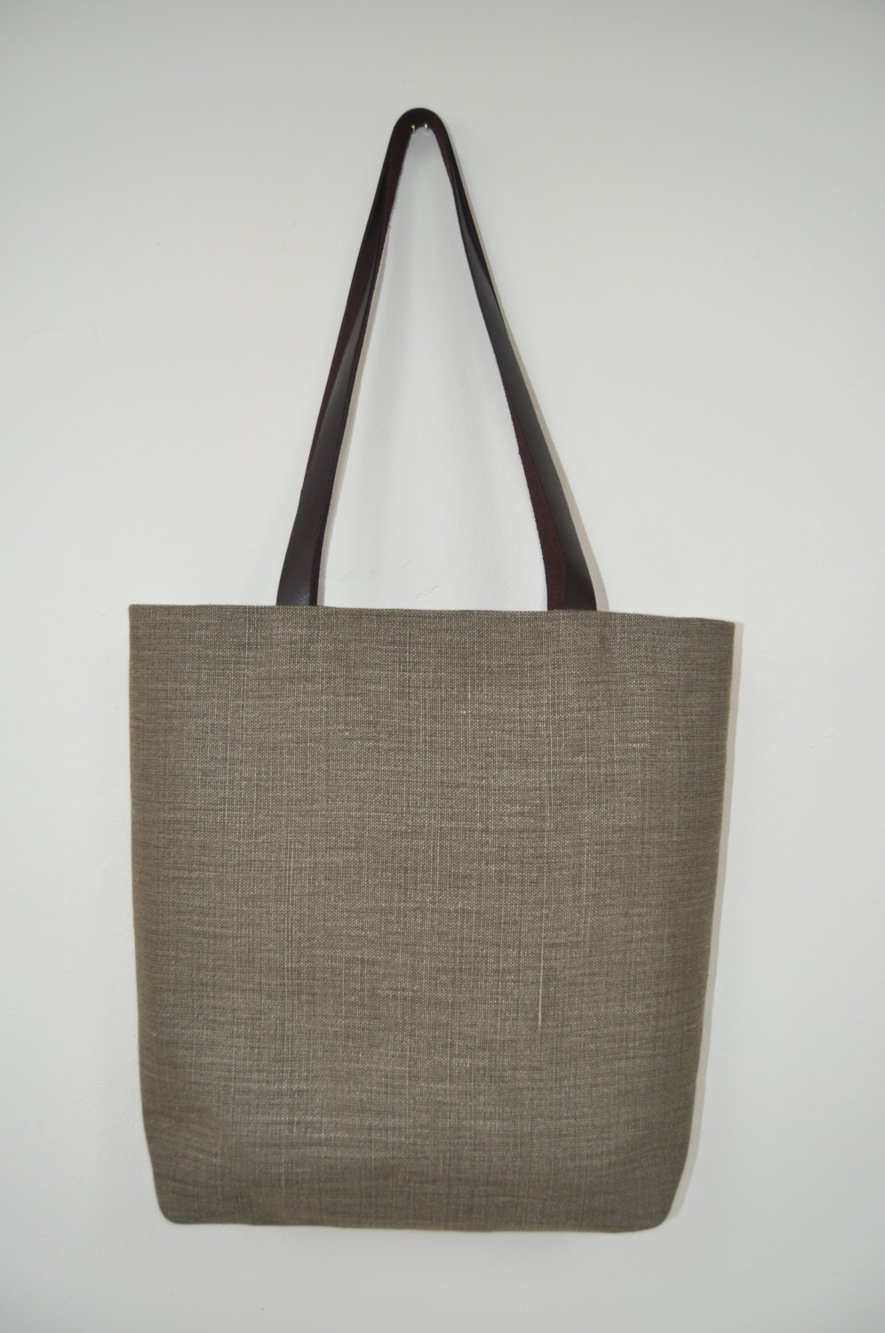 Linen Bag With Leather Handles By Pebblesandseeds On Etsy