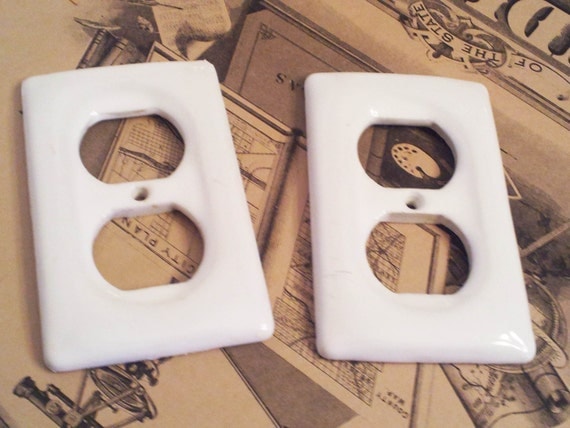 Porcelain Outlet Electrical Plates Covers 2 by ThePigsMeow on Etsy
