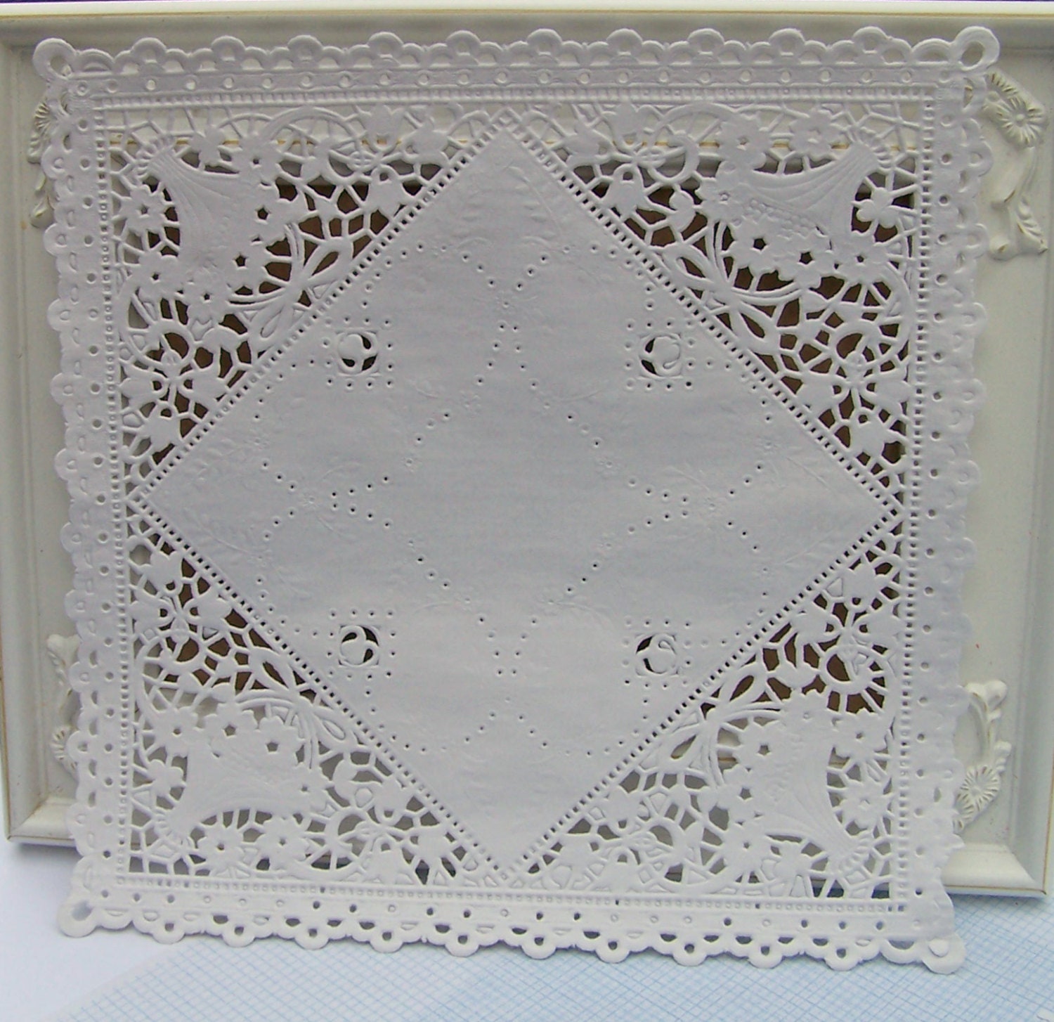 Square Paper Doilies 8 Inch Set of 12 White by curtseyboutique