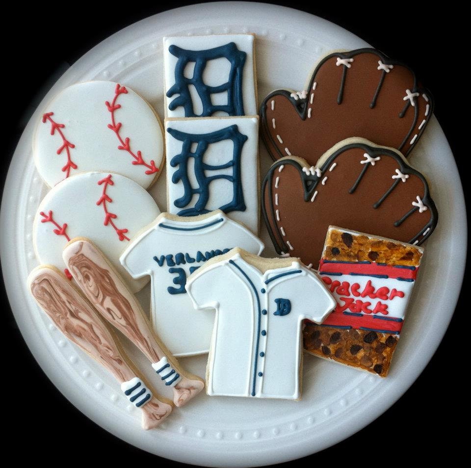 Items similar to Detroit Tigers Baseball themed Decorated Cookies bats