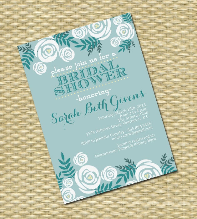 Wedding/Bridal or Baby Shower Invitation - Modern Roses Portrait ...