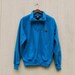 Mens Blue Half-Zip Fleece Sweater with Leather Patch, Medium