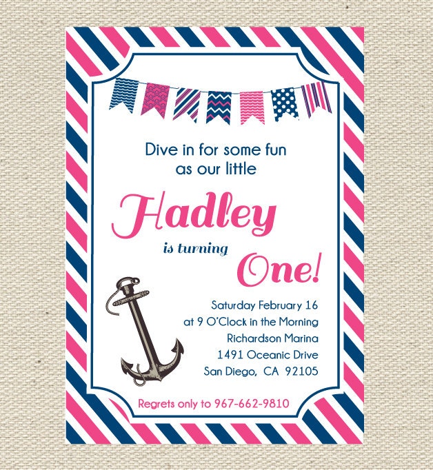 Nautical Preppy Birthday / Baby Shower Invitation Printable Il_570xn