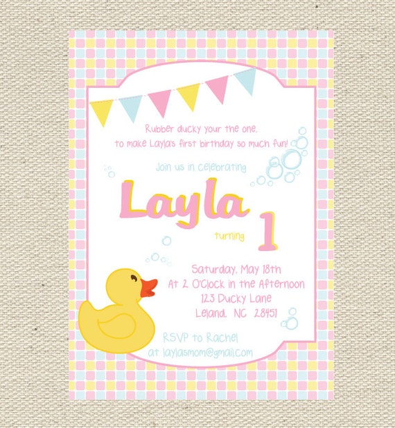 Rubber Ducky Birthday/Baby Shower Invitation Printable
