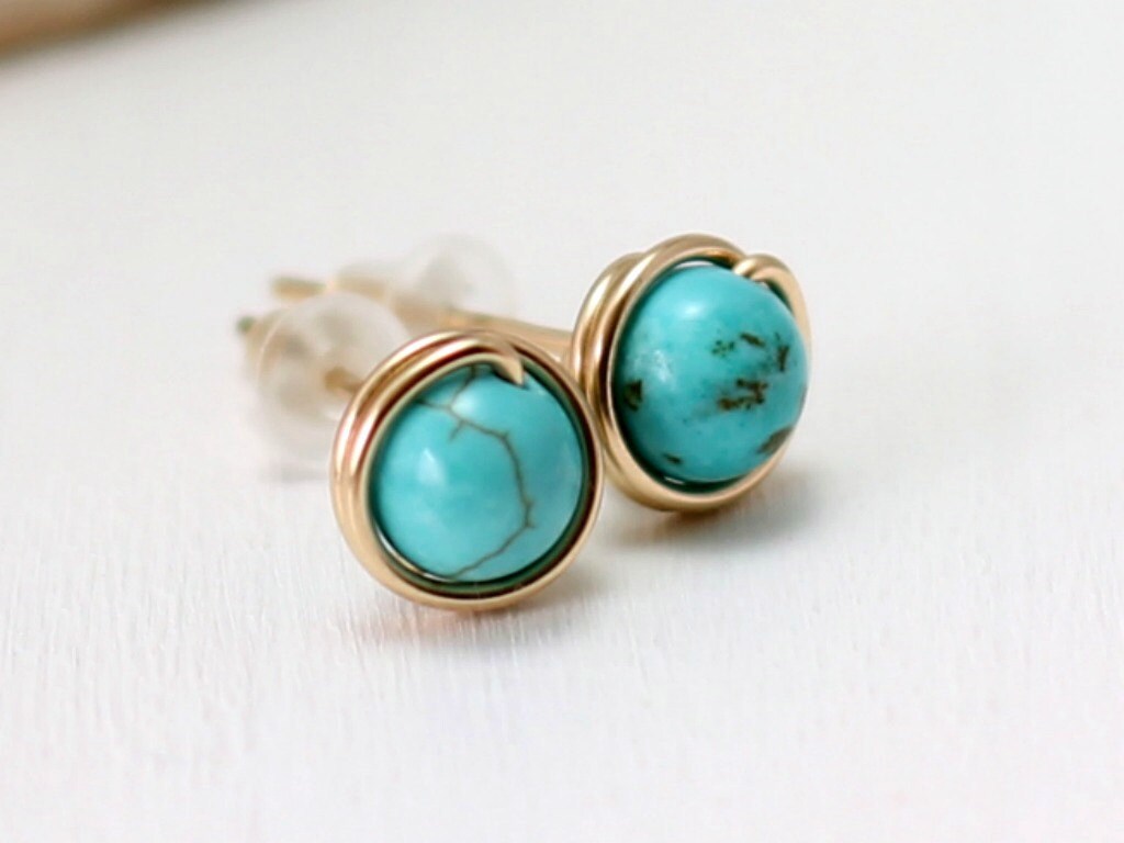 Genuine Turquoise Earrings 14k Gold Filled By NaturallySterling