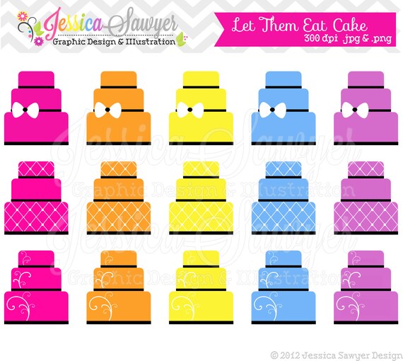CLEARANCE, cake clip art - party clipart - commercial use - card making - digital scrapbook -bakery clip art Il_570xn