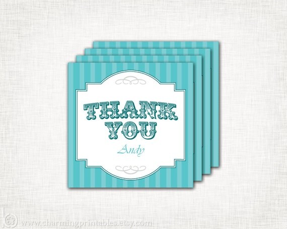 Thank You Tags - Custom Colors - PRINTABLE PDF File Wish Tag for Favors - Vintage Stripe Collection Il_570xn