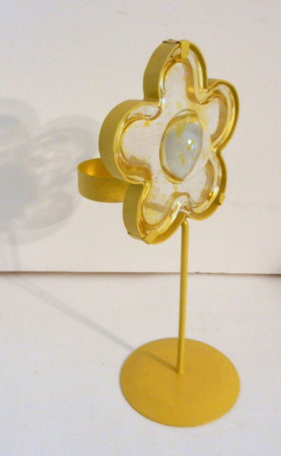 Items similar to Vintage 70s Candle Holder, Metal Flower Candle Holder