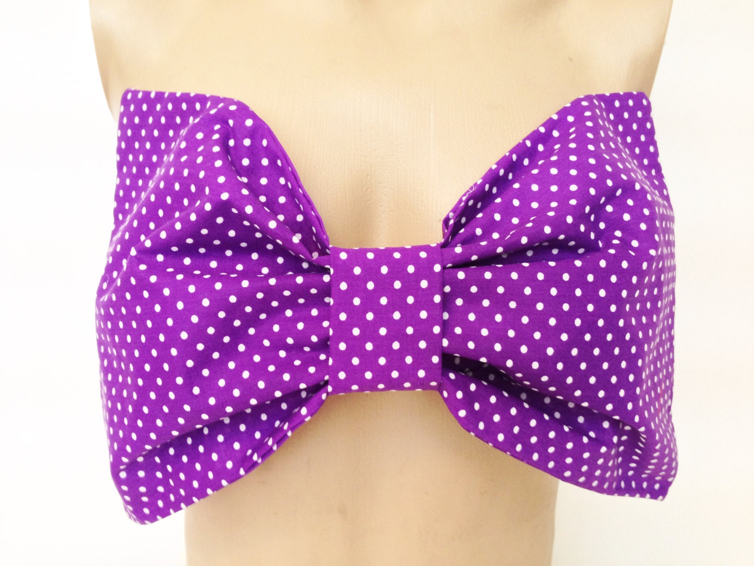 Bow Bandeau Top, Purple Bikini with White Polka Dot Bow Spandex Bandeau, Bow Bikini Bandeau - PiTiKaRe Bow Bandeau Top, Purple Bikini with White Polka Dot Bow Spandex Bandeau, Bow Bikini Bandeau - PiTiKaRe