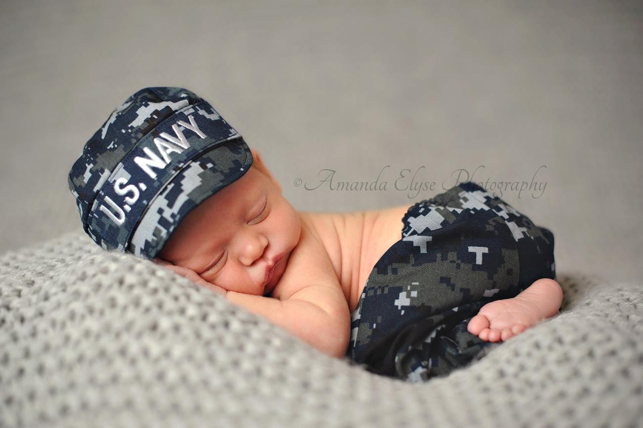 NAVY NWU Infant Military Caps - KaseyCreations