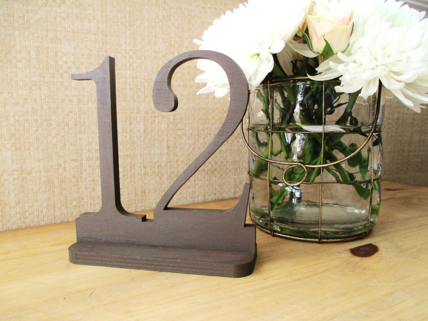 Brown Wedding Table Numbers, Wooden Table Numbers, Wedding Table Number