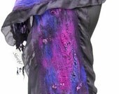 Unique Purple, Violet, Blue, Black Nuno Felted Scarf, Wrap, or Shawl, OOAK, Silk and Merino Wool - ShariArts