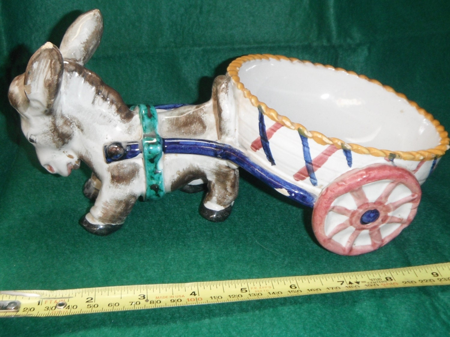 Vintage Majolica Handpainted Italian Pottery Donkey By Gingernirie