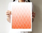 Salmon - Hands drawing base - Geometric print 11"x14" or 30"x40" - Abstract art - Coral pink - Ombre - villavera