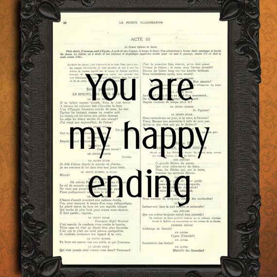 You Are My Happy Ending dictionary art print - dictionary art - love ...
