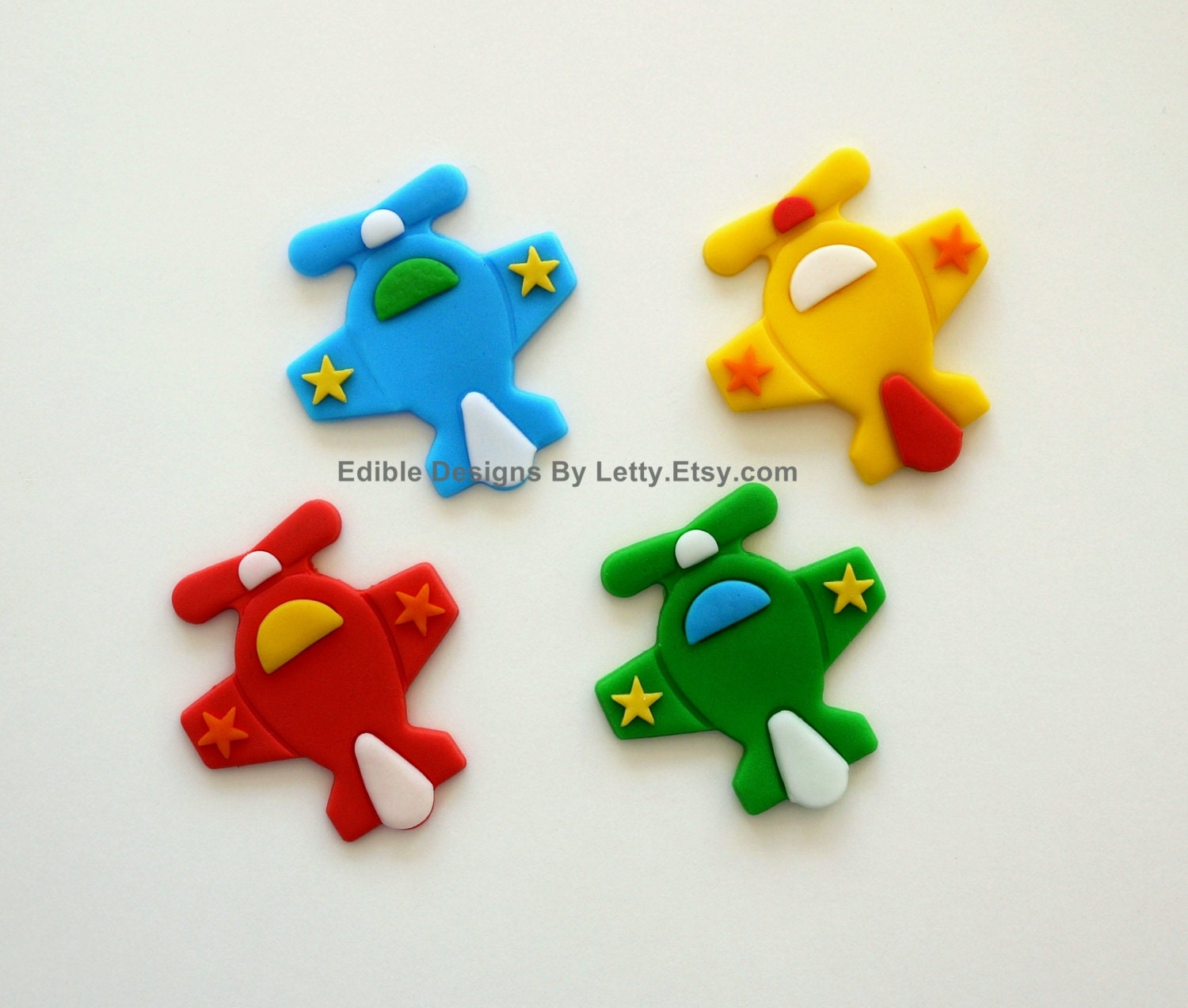 12 Edible Fondant Airplane Cupcake Toppers Il_570xn