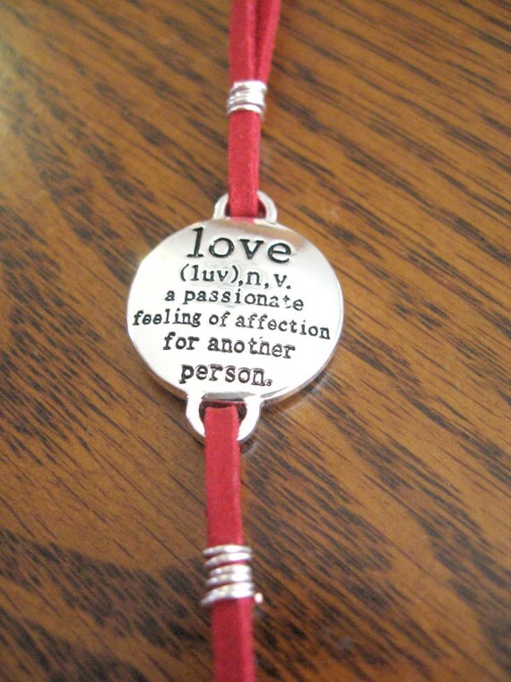 Items similar to Love Definition bracelet Leather strap with Love