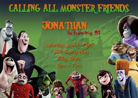 Hotel Transyvania Monster Party Party Invitation by gloriasdigicards on Etsy Il_570xn