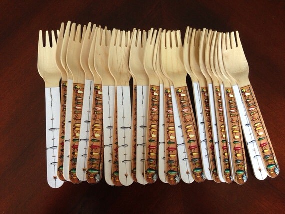 24 Wooden Forks or Spoons- Fishing Il_570xn