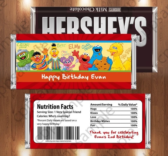 Sesame Street Printable Candy Bar Wrappers - Sesame Street Birthday Party - Digital File