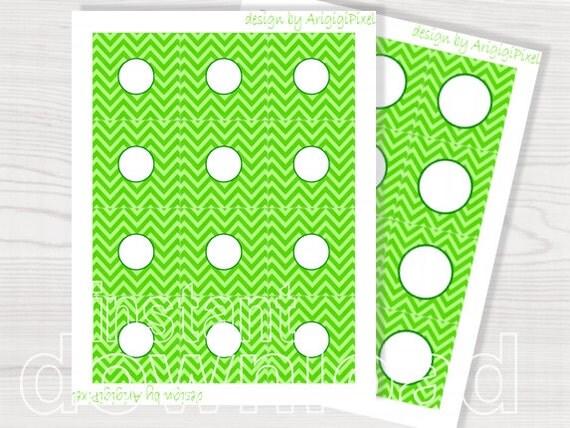 Easter printables bright green chevron digital paper printable circle tag 1 in circle 1,5 in circle party printables instant download Il_570xn