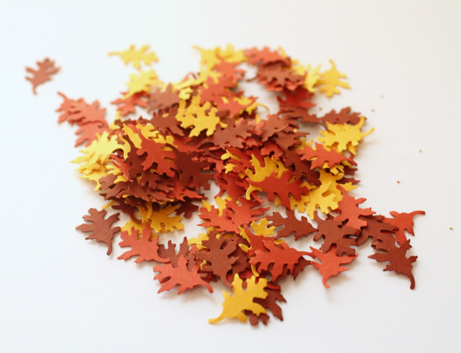 Harvest Confetti 150 Piece, Thanksgiving Confetti, Fall Decorations, Orange Yellow and Brown Leaves, Paper Confetti - ThePaperMedley