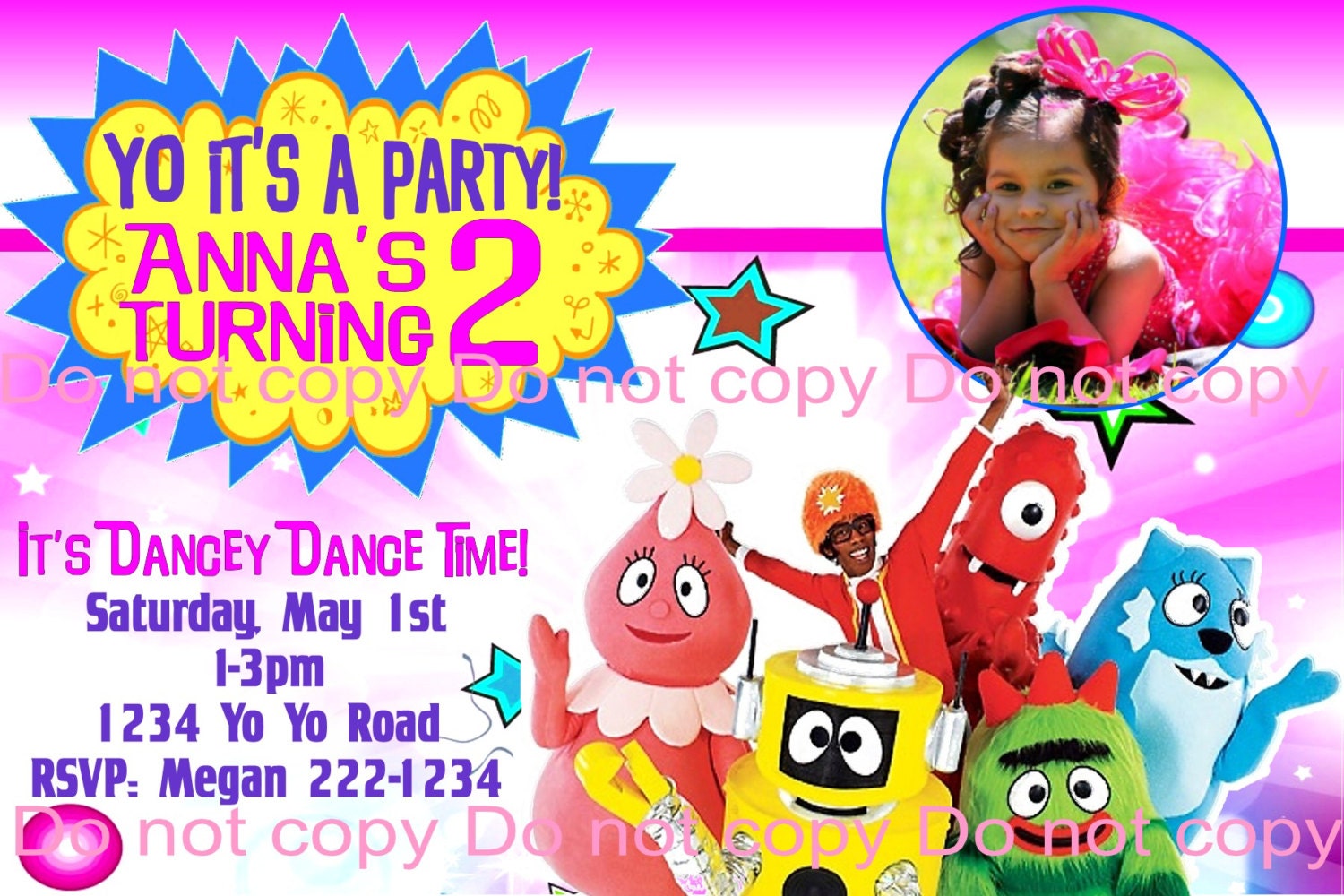 Yo Gabba Gabba Birthday Invitation - Personalized with your child's photo and info