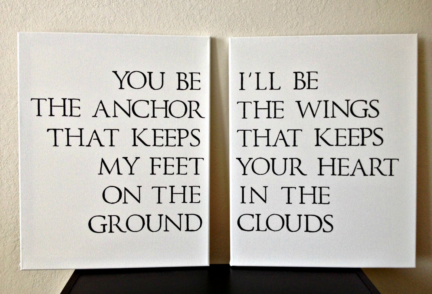 16x20inch Quote on Canvas - You Be The Anchor That Keeps My Feet On The Ground, I'll Be The Wings That Keeps Your Heart In The Clouds - DreamLoveBoutique