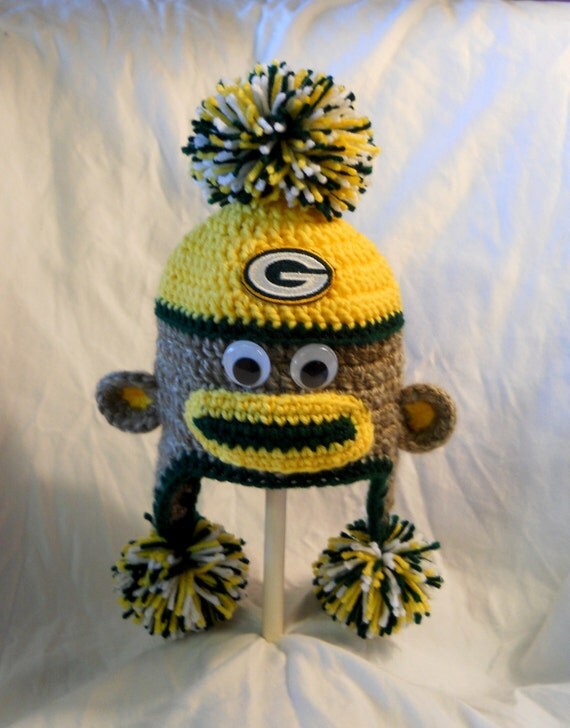 hat baby football crochet pattern Football with Monkey Green Packers Hat Baby Crochet Bay Sock