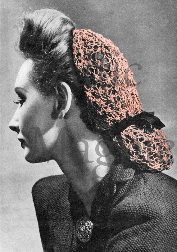 1940s Snood Vintage Knitting Pattern Instant by AtticMagpie Instant download1940s wartime vintage crochet pattern for 2 snoodspdf email delivery