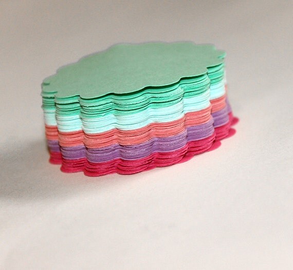 60 Blank Pastel Cardstock Scalloped Circle Die by Scrappuchino