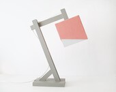 Wooden desk lamp in grey and coral - made to order - EllensAlley
