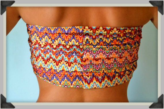 Tribal Bandeau Top Bandeau Bikini Spandex Bandeau Swimsuit