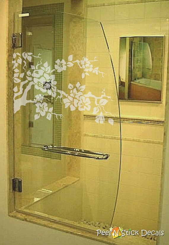 CHIC CHERRY BLOSSOM etched glass window decal by PeelNStickDecals