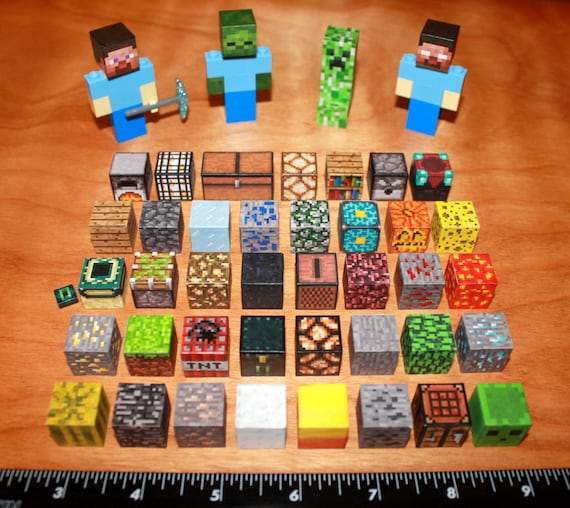 Custom Minecraft Lego Steve, Creeper, Diamond Pickaxe, Zombie 