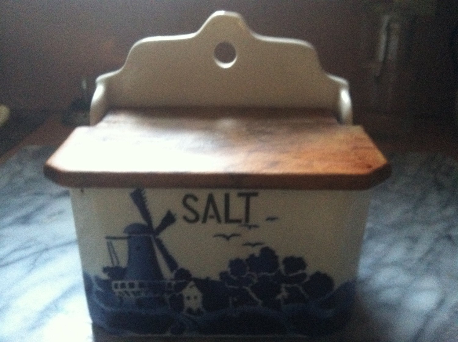 ceramic salt cellar with wooden lid by grandwoofty75 on Etsy