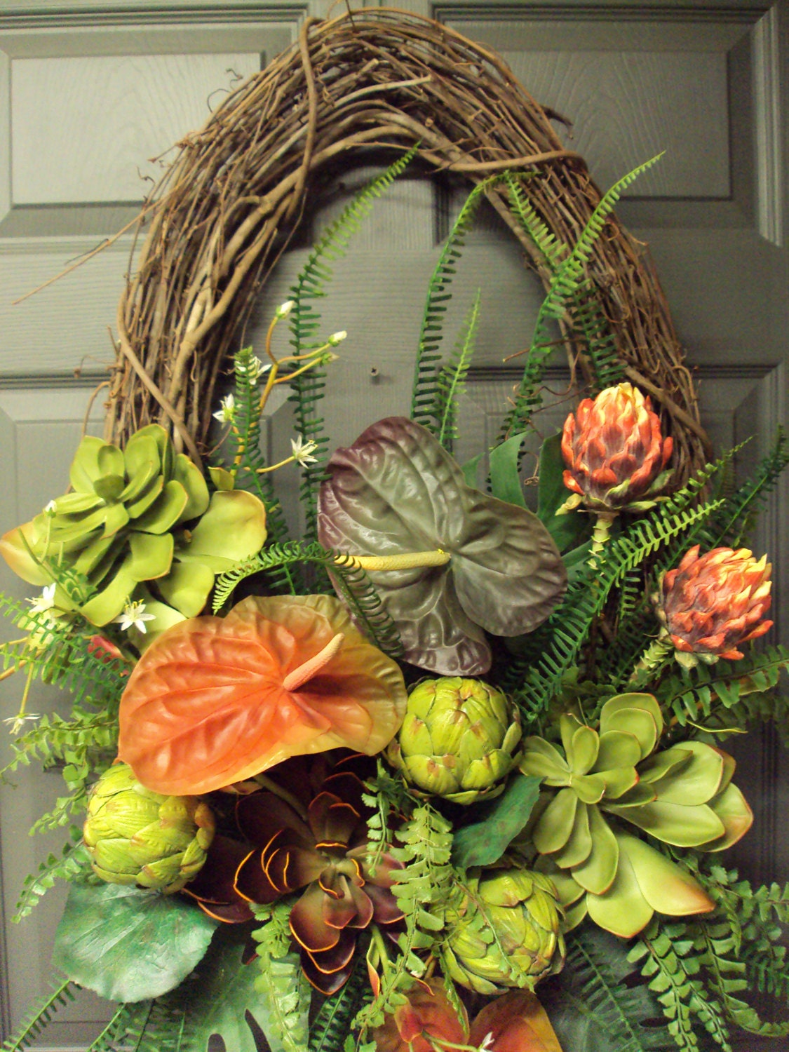 Items similar to Tropical Wreath, Vacation Home Wreath, Front Door