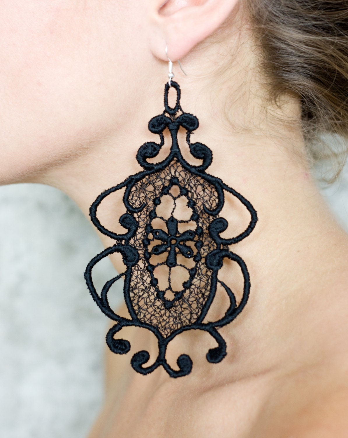 Lace earrings - Looking Glass - Black - thisilk