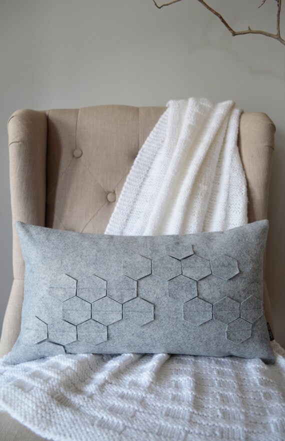 Grey Felt Kidney Pillow with Down by whitenest