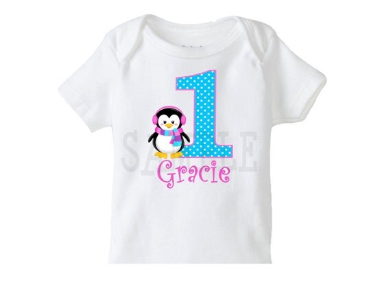 Penguin Birthday Tshirt or Onesie 1st Birthday TShirt or Bodysuit Girls or Boys Il_570xn