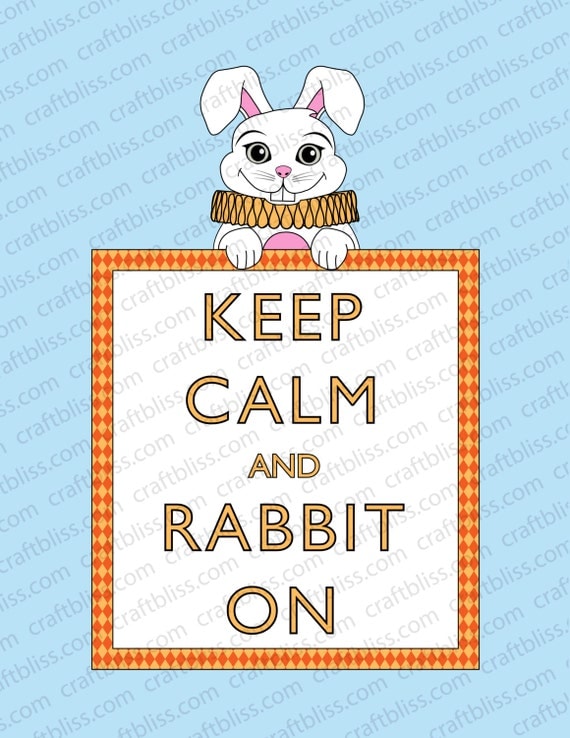 Rabbit - Alice in Wonderland or Easter Illustration Digital Download Print for Parties, Decor, Baby Shower and More Keep Calm and Rabbit On Il_570xn