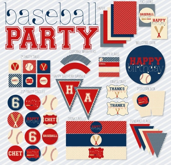 Vintage Baseball Party PRINTABLE Birthday Full Party by Love The Day Il_570xn
