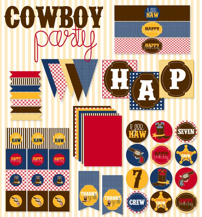 Gingham Cowboy Party PRINTABLE Full Collection by Love The Day Il_570xn
