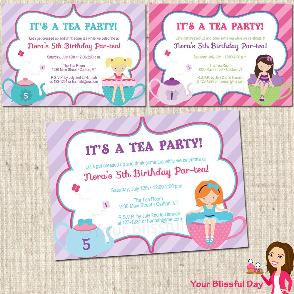 PRINTABLE Tea Party Girl Party Invitation (Character of your choice) Il_570xn