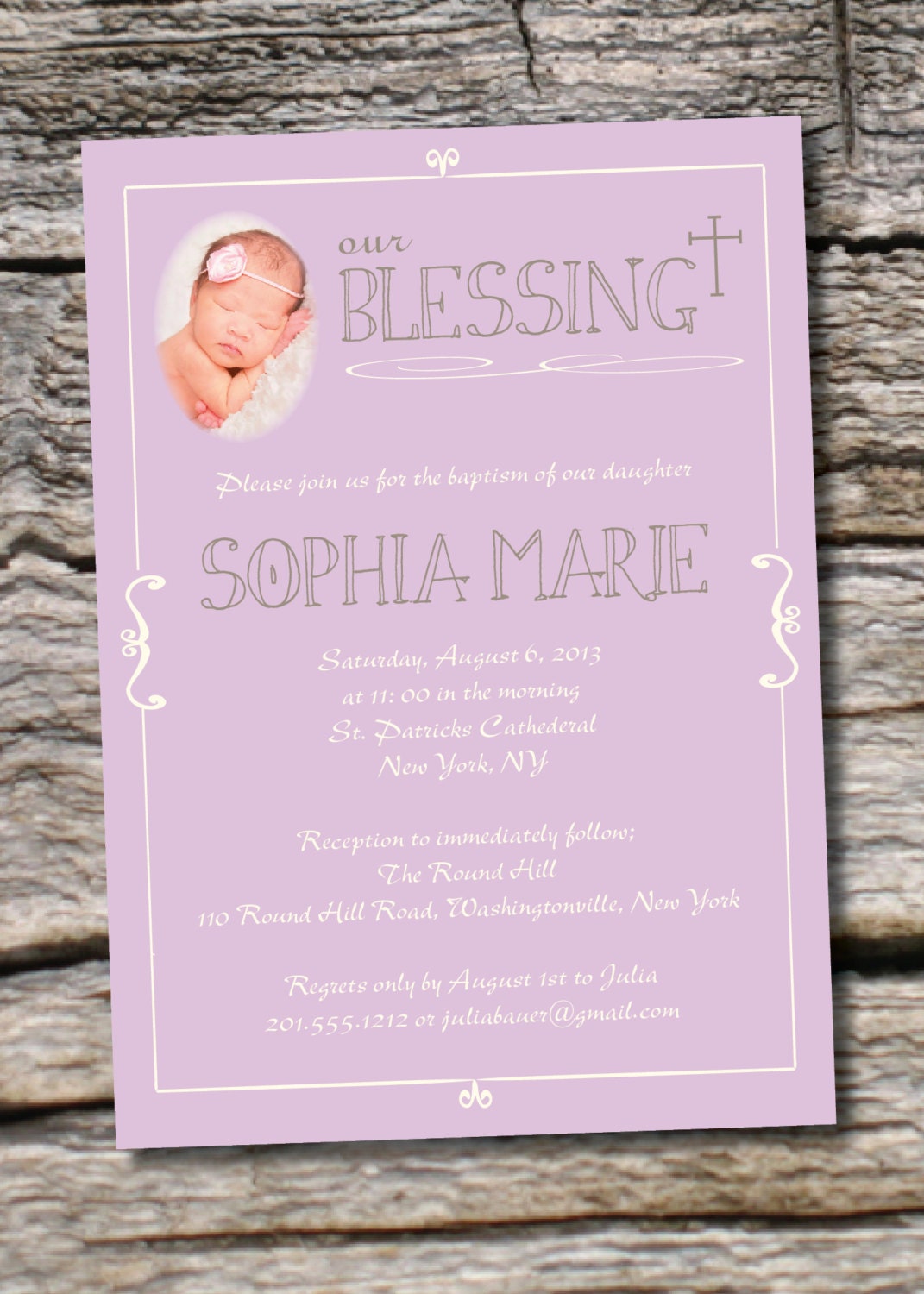 OUR BLESSING PHOTO Custom Baptism Invitation/Christening Invitation/Communion Invitation- You Print Il_570xn
