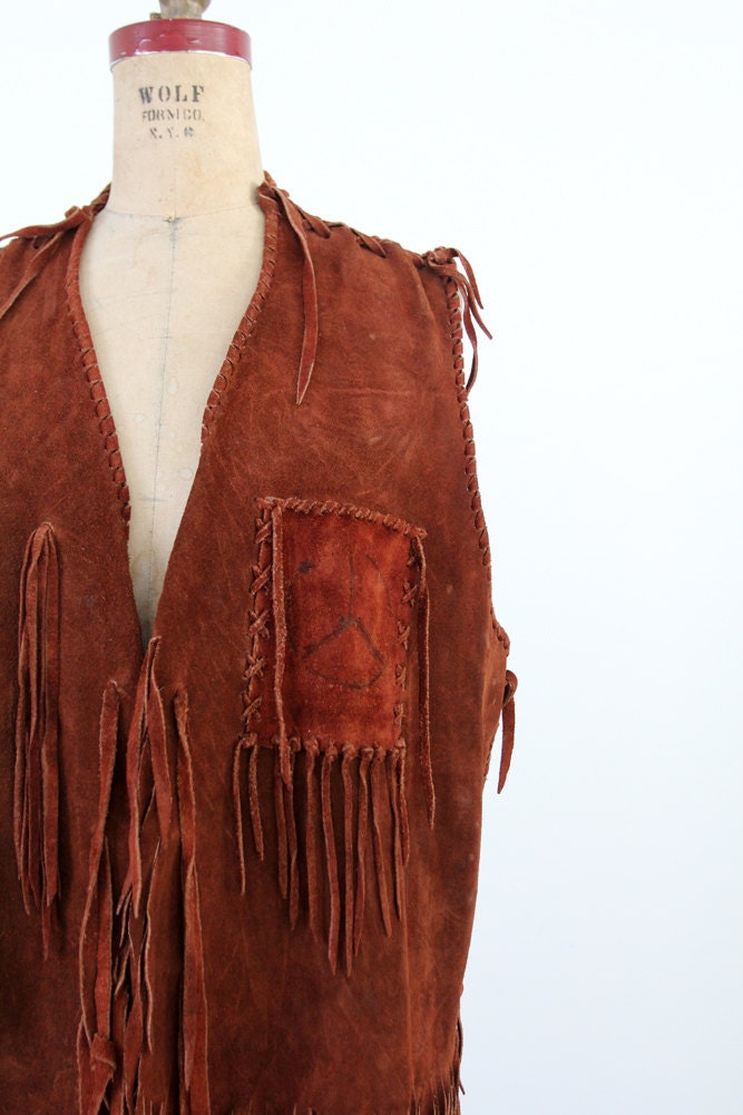 1960s Leather Vest / Vintage Hippie Suede Vest by 86Vintage86