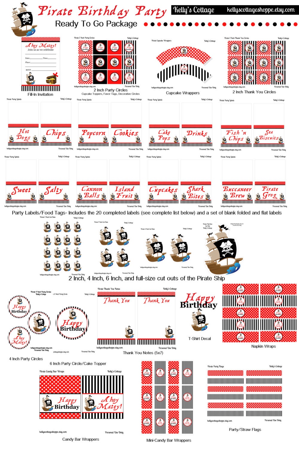 Instant Download Pirate Birthday Party Ready To Go Package...Printable DIY Package Il_570xn
