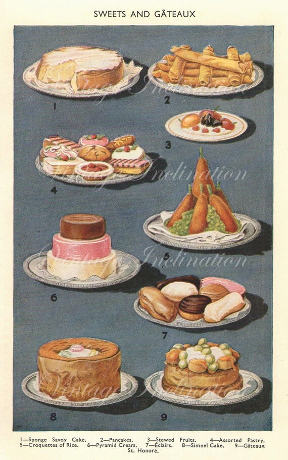 EARLY 1900s MRS BEETON Cooking Print Antique by VintageInclination